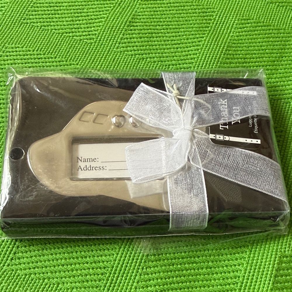 Kate Aspen Silver Color Airplane Luggage Tag new